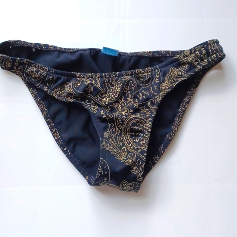 Pick 3 for $15 Venus black and gold bikini swim bottoms, Size 4